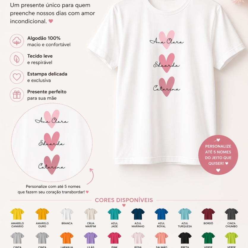 Camiseta Personalizada Corações