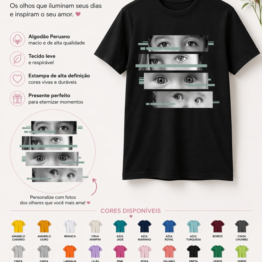 Camiseta Personalizada Olhares dos Filhos