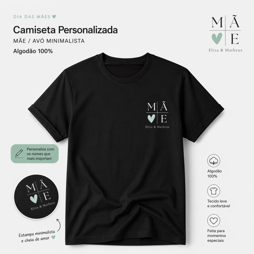 Camiseta Personalizada MÃE / AVÓ MINIMALISTA
