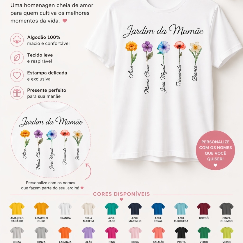 Camiseta Personalizada Jardim da MAMÃE /VOVÓ